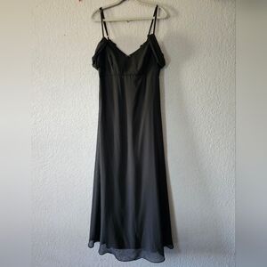 Dessy Collection Black Slip Maxi Chemise Size 8